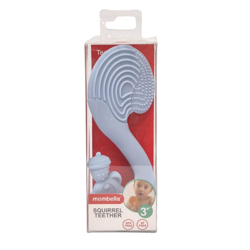 Mombella - Baby Teether Toy - Squirrel - Light Blue