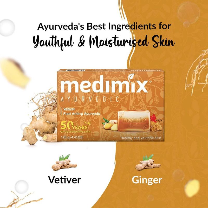 Medimix - Ayurvedic Vetiver Soap - Pack of 5 - 125 gm