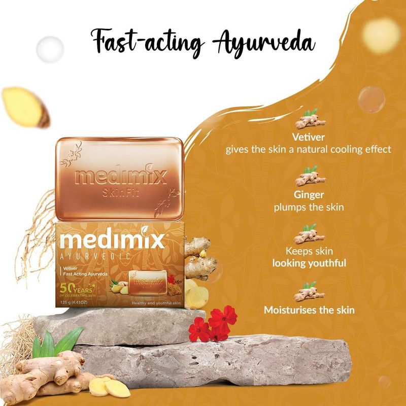 Medimix - Ayurvedic Vetiver Soap - Pack of 5 - 125 gm