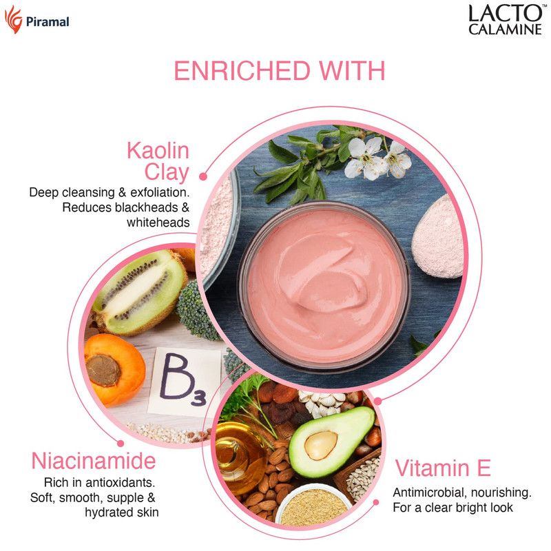 Lacto Calamine - Face Wash Kaolin Clay With Niacinamide And Vitamin E - 100ml