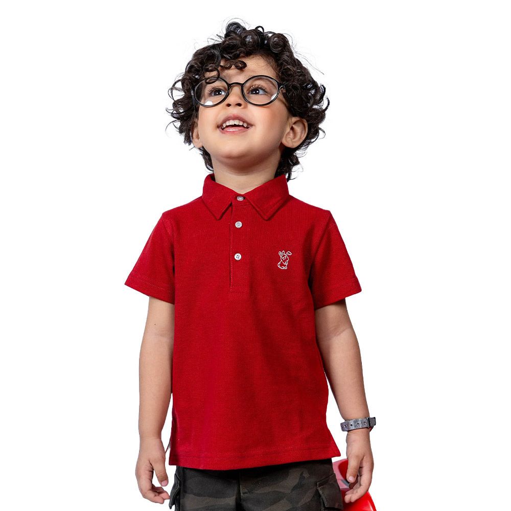 Prokids - Kids Button Up Polo Shirt - Red