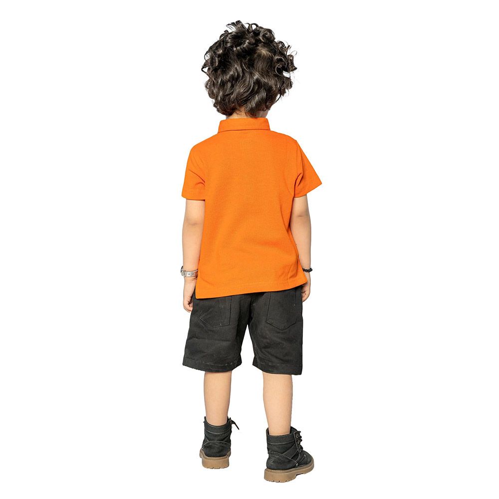 Prokids - Kids Button Up Game Board Embroidery Polo Shirt - Orange