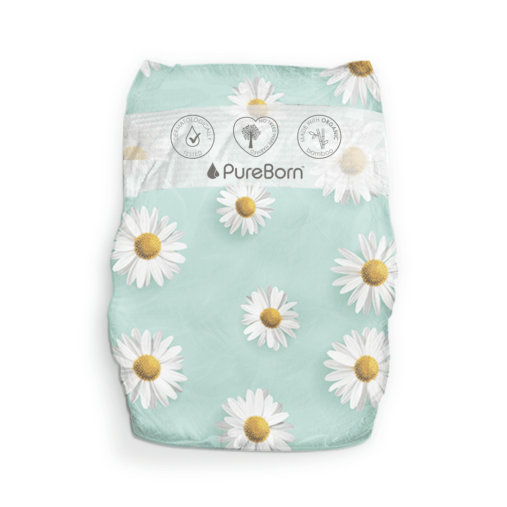 PureBorn - Organic Diapers Daisy - Size-1- 2.5-5 kg - 34 Pcs