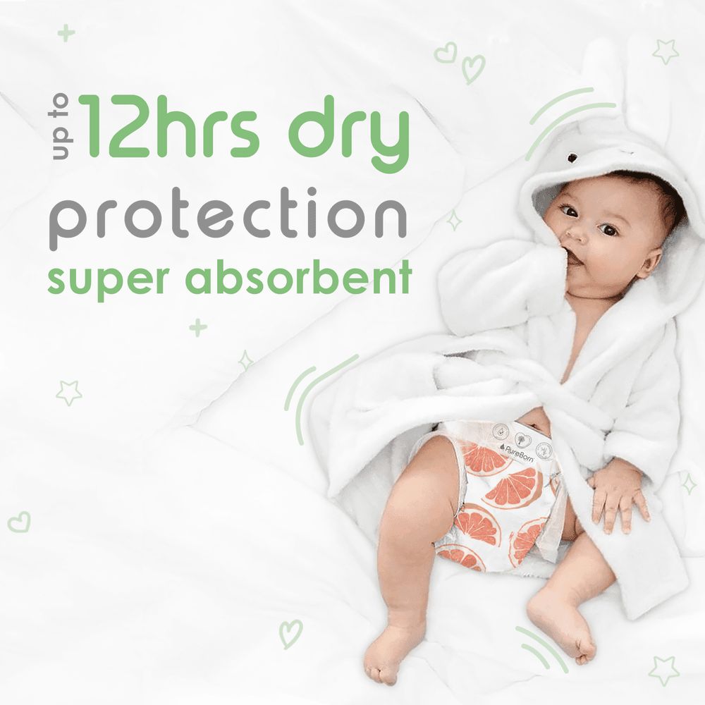 PureBorn - Organic Diapers Daisy - Size-1- 2.5-5 kg - 34 Pcs