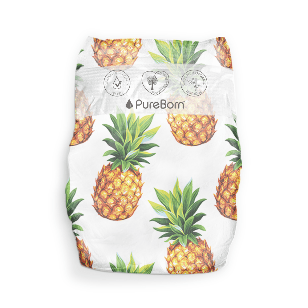 PureBorn - Organic Diapers Pineapple - Size-1- 2.5-5 kg - 34 Pcs