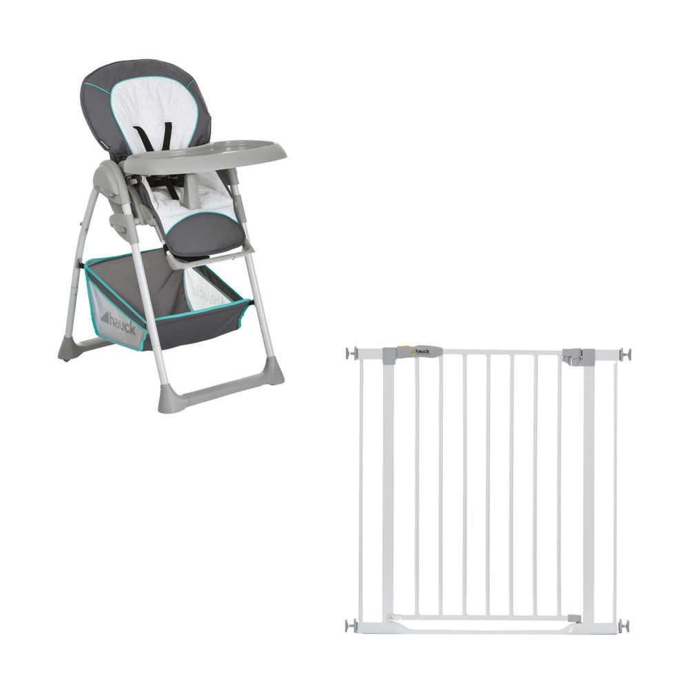 Hauck - Sit N Relax High Chair - Drak Grey And Safety Gates Autoclose N Stop - White