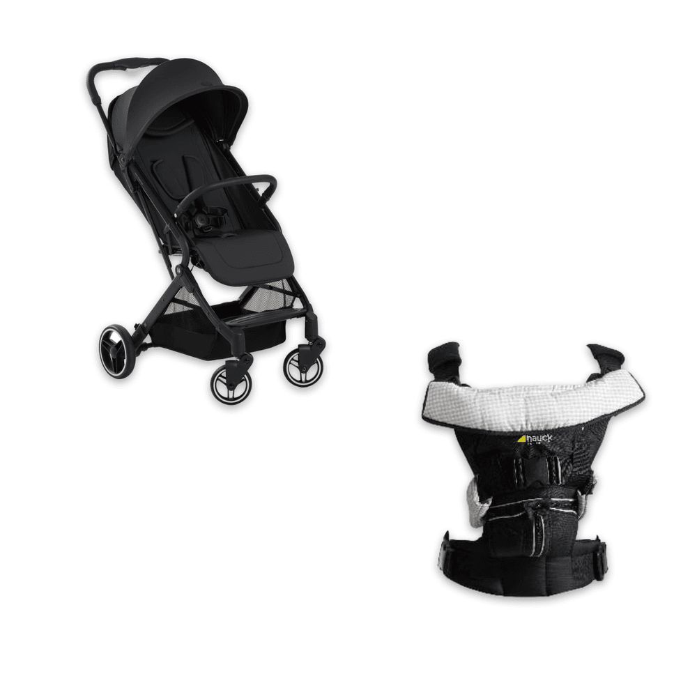 Hauck - Travel N Care Plus Travel Buggy - Black And 4 Way Baby Carrier - Black