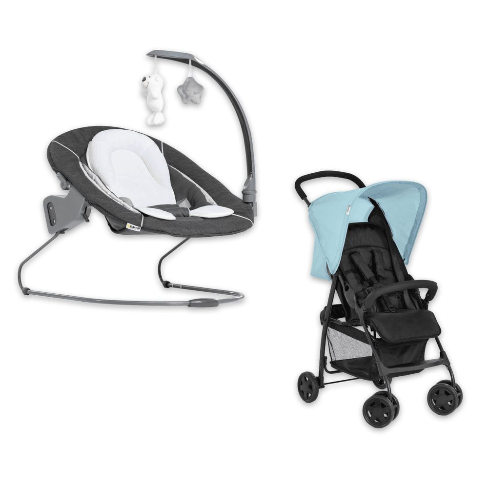 Hauck - Sport Lightweight Stroller - Blue And Alpha Bouncer - Melange Charcoal