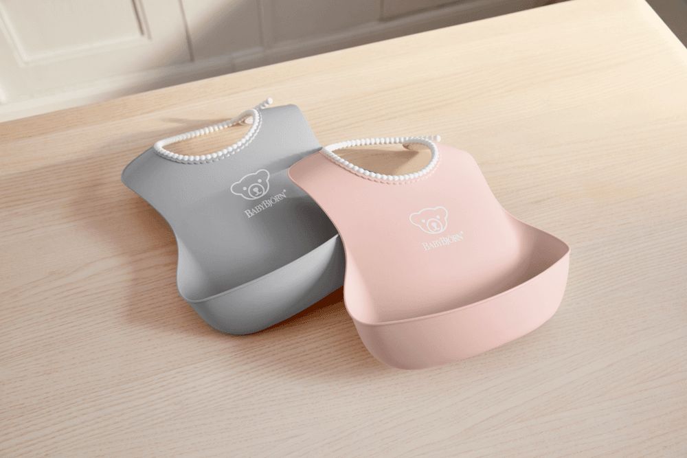 Babybjorn - Baby Bib - Grey/Powder Pink - 2 Pcs