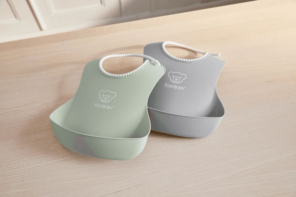 BabyBjorn - Baby Bib - Grey/Powder Green - Pack of 2