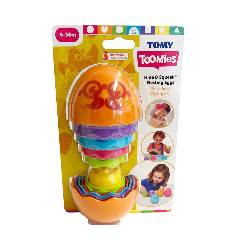 Tomy Toomies - Hide And Squeak Nesting Eggs Early Learning Toy - Orange