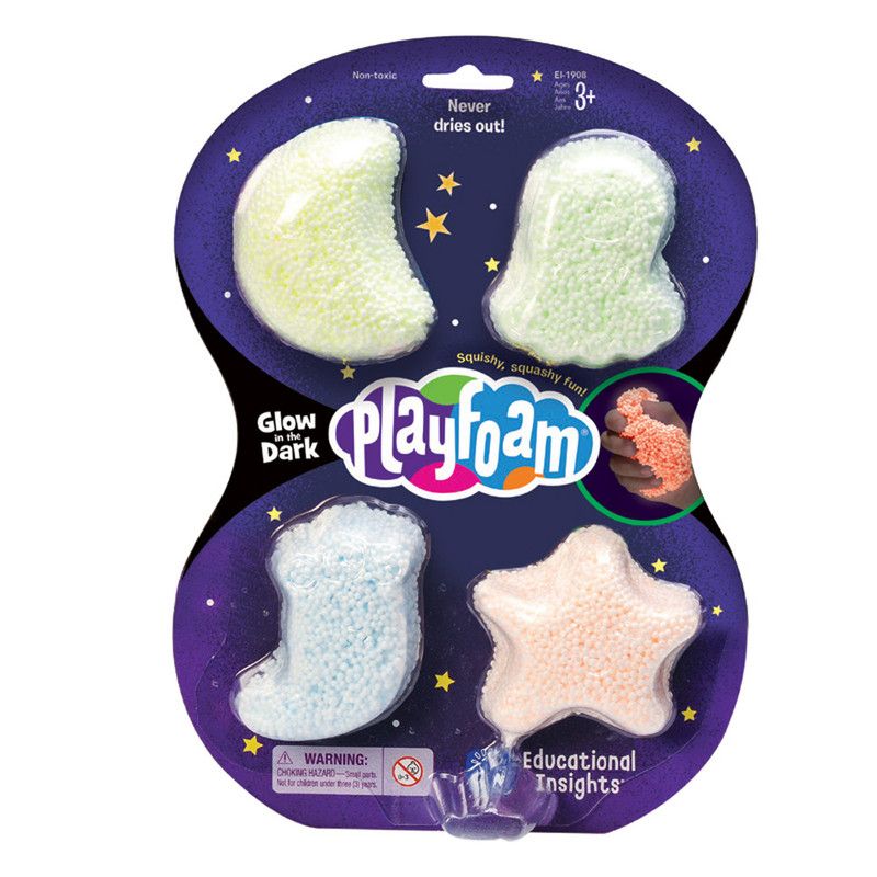 Learning Resources - Glow In The Dark Play Foam - 4 Pcs