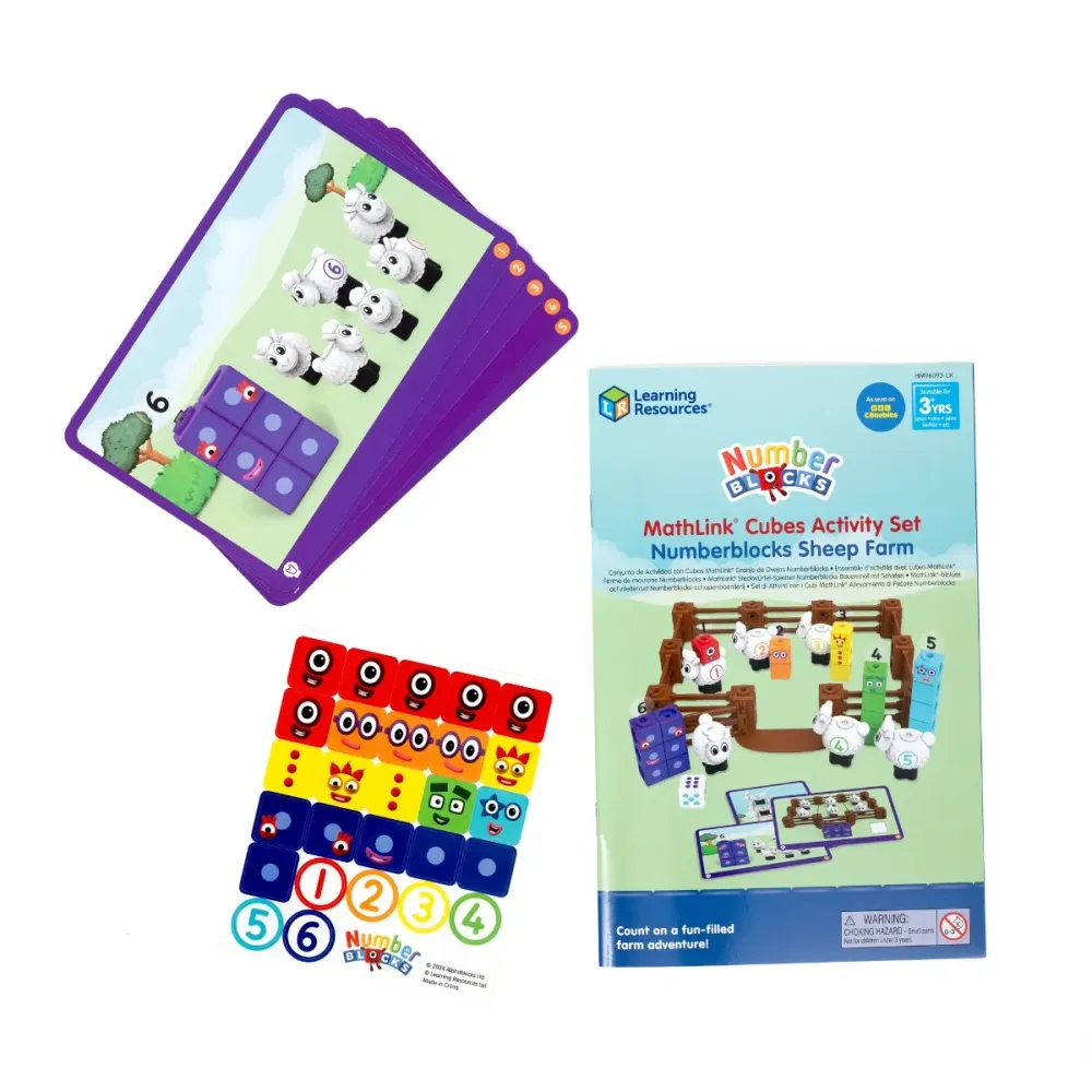 Learning Resources - Math link Cubes Counting Sheep Farm Number Blocks Activity Set