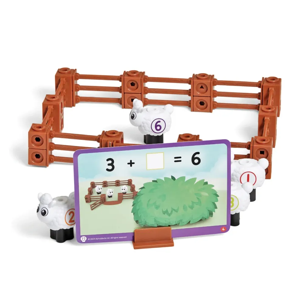 Learning Resources - Math link Cubes Counting Sheep Farm Number Blocks Activity Set