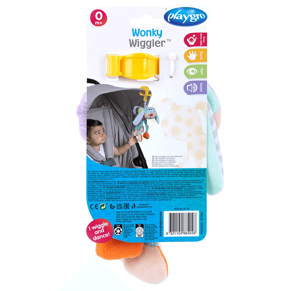 Playgro - Wonky Wiggler Clip-On Plush Toy