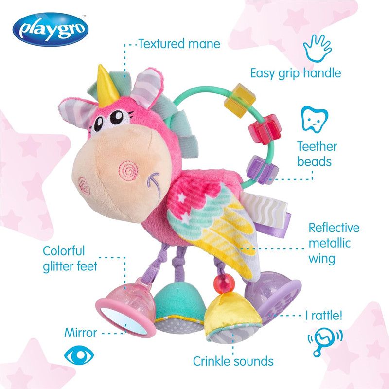 Playgro - Unicorn Activity Rattle & Teether