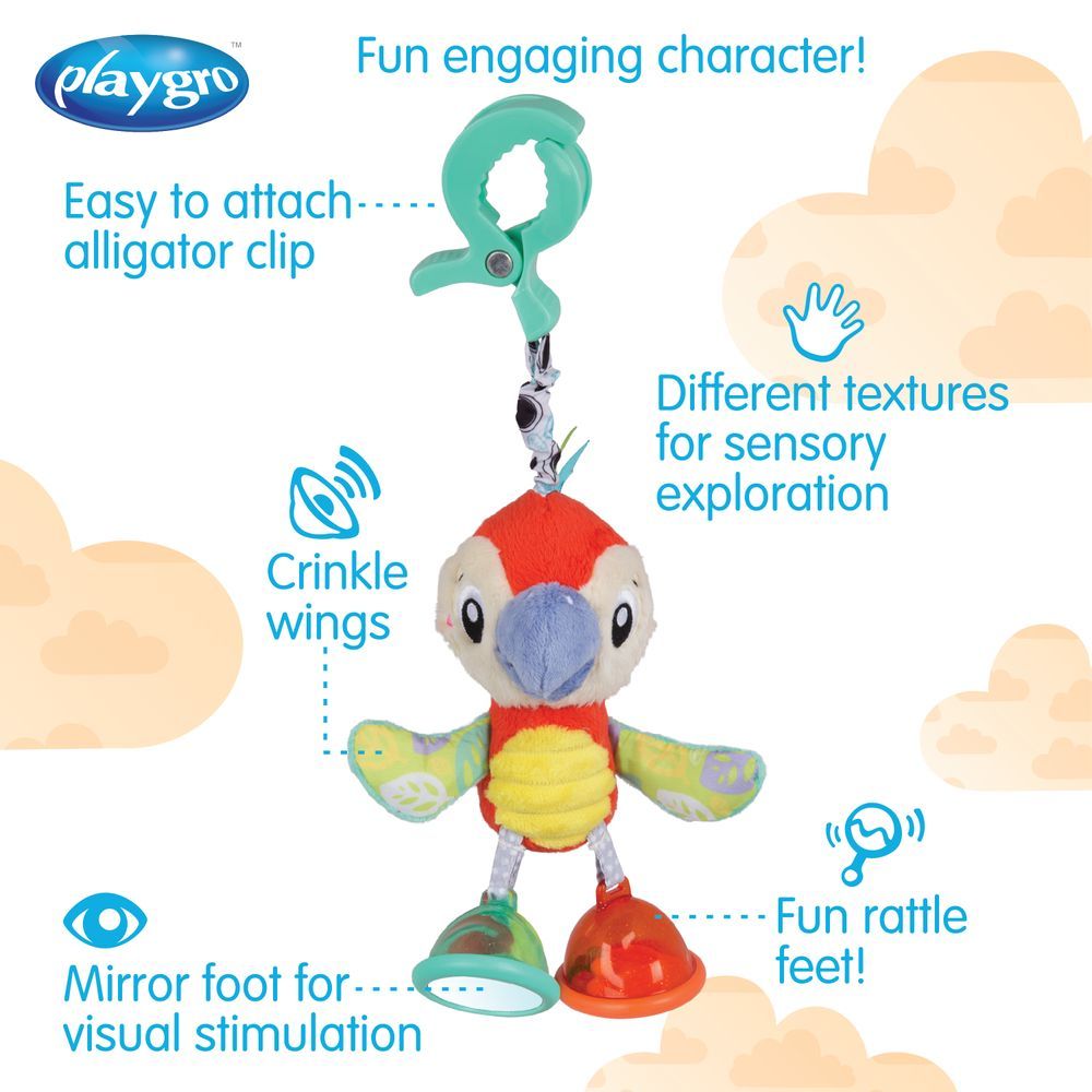 Playgro - Dingly Dangly Mio Macaw Teether Rattle Toy