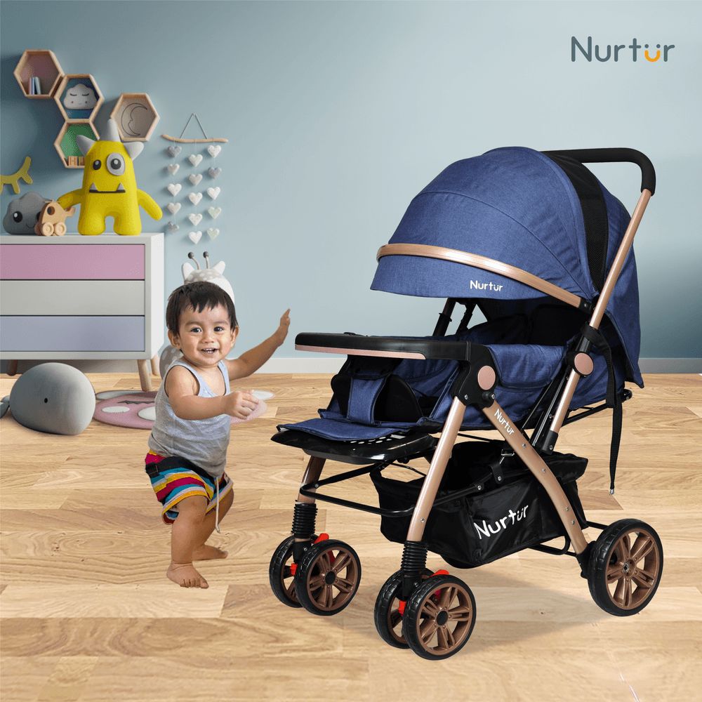 Nurtur - Wilder Travel Stroller - Marble Blue