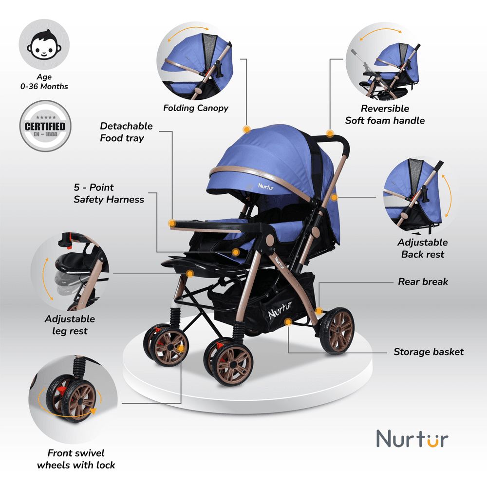 Nurtur - Wilder Travel Stroller - Light Blue