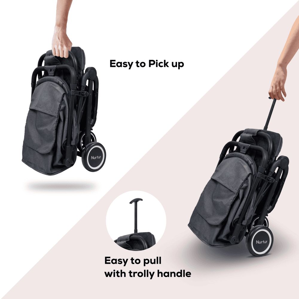 Nurtur - Baby Travel Combo - Stroller With Baby Carrier - Black