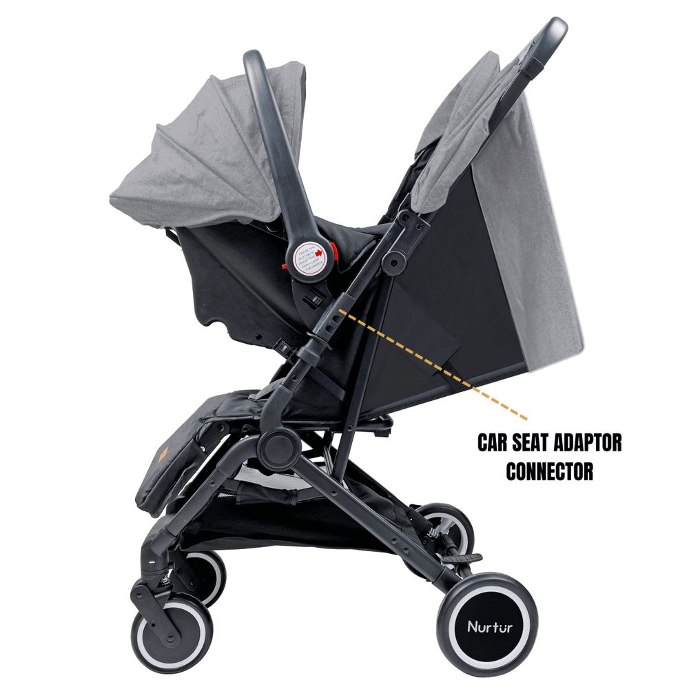 Nurtur - Baby Travel Combo - Stroller With Baby Carrier - Grey