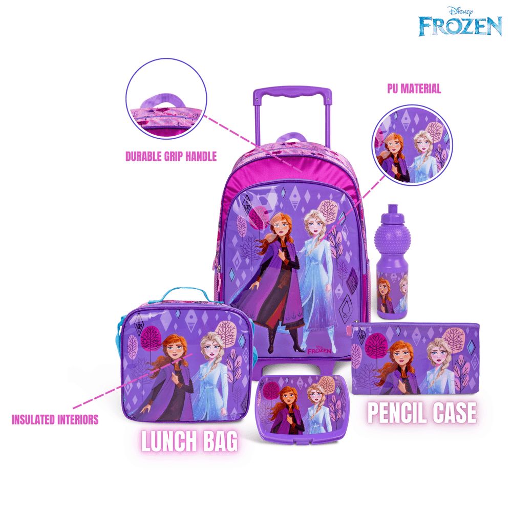 Disney - Frozen Kids 5-In-1 Box Set W/18" Trolley School Bag