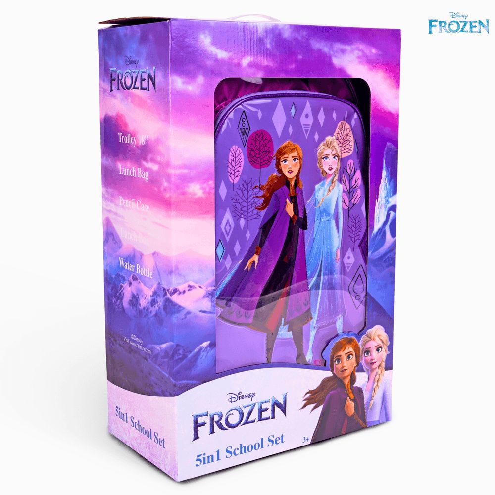 Disney - Frozen Kids 5-In-1 Box Set W/18" Trolley School Bag