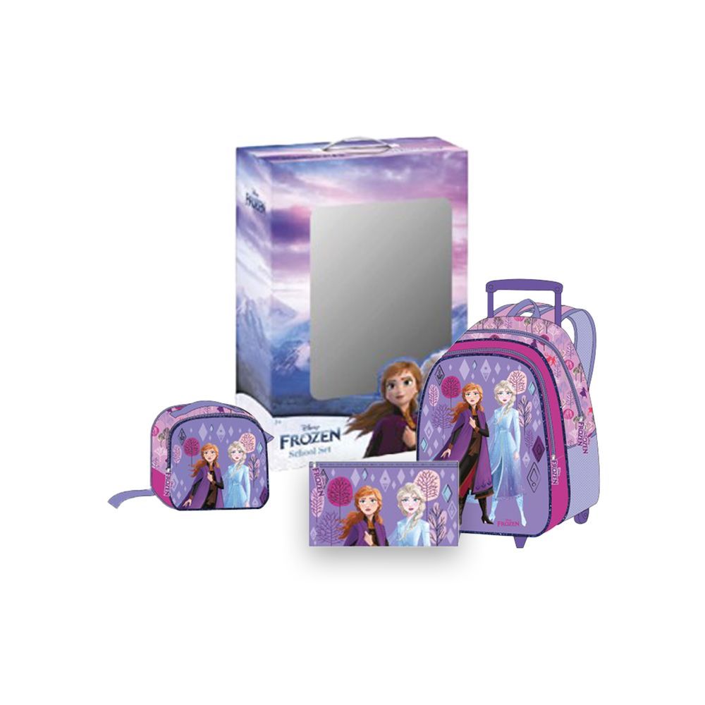 Disney - Frozen Kids 3-in-1 Box Set W/ 16" - Trolley School Bag, Lunch Bag & Pencil Case