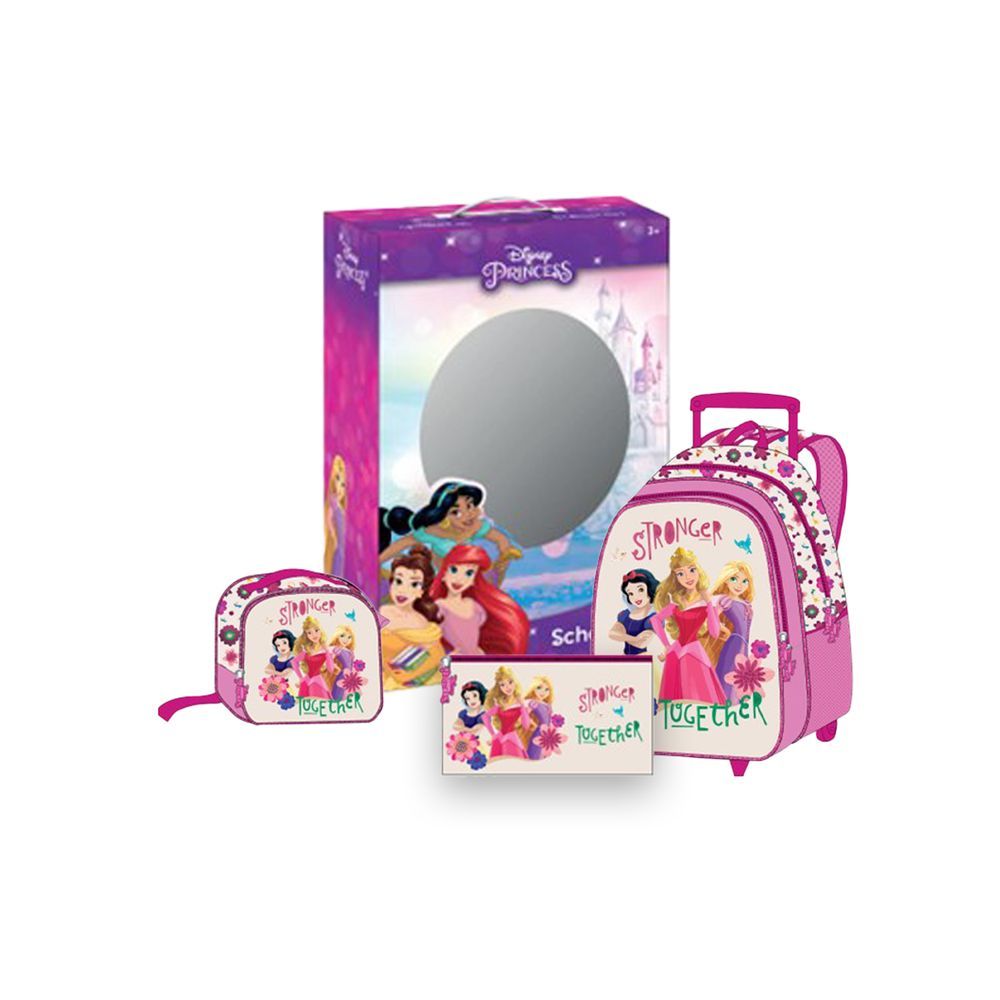 Disney - Princess Kids 3-in-1 Box Set W/ 18" - Trolley School Bag, Lunch Bag & Pencil Case