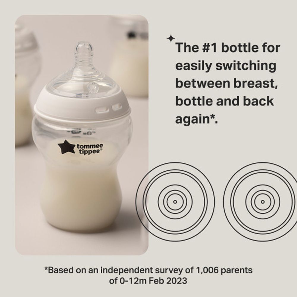 Tommee Tippee - Natural Start Anti-Colic Baby Bottle With Slow Flow Teat - Pack of 3 - 260ml