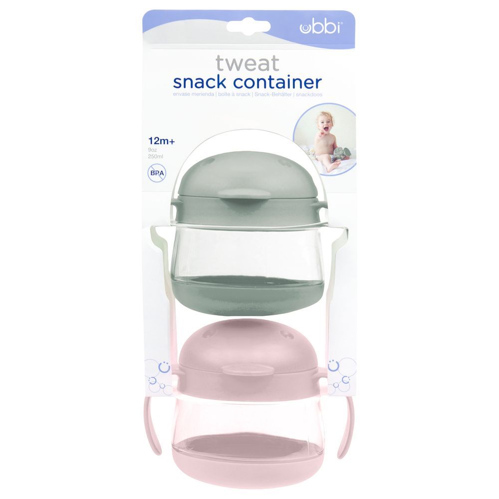 Ubbi - Tweat Snack Container Set - Sage/Pink - 2 Pcs - 250 ml