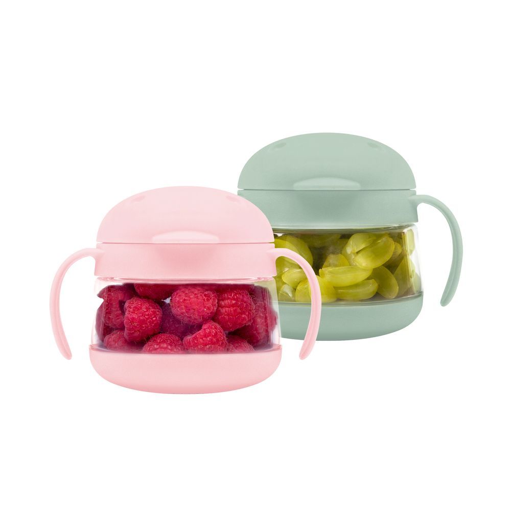 Ubbi - Tweat Snack Container Set - Sage/Pink - 2 Pcs - 250 ml