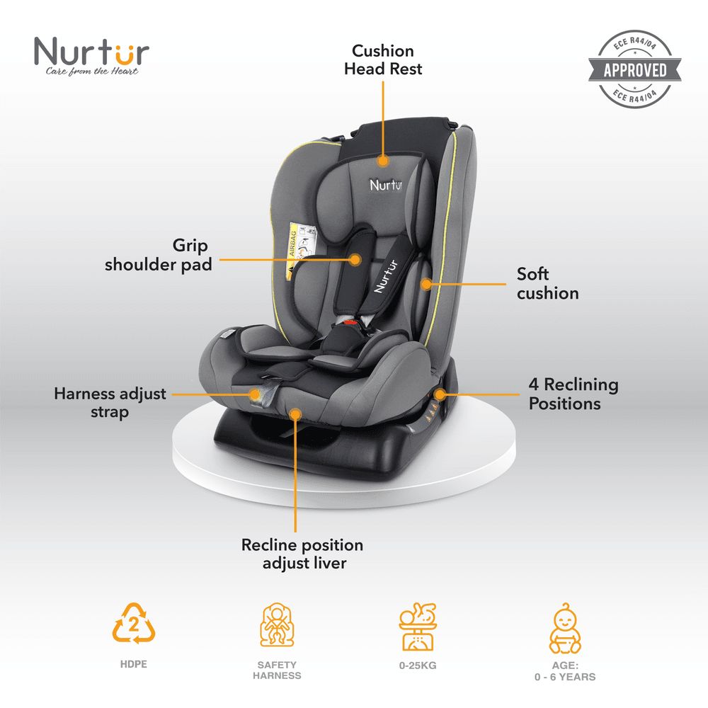 Nurtur - 3-In-1 Bruno Baby Car Seat - Grey/Yellow