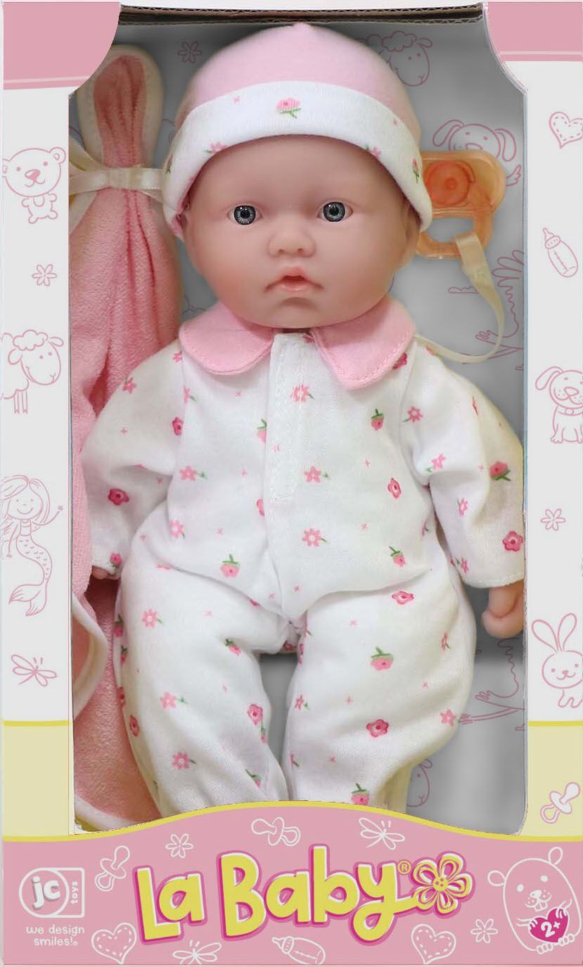 JC Toys - La Baby Doll - Pink/White - 11-Inch