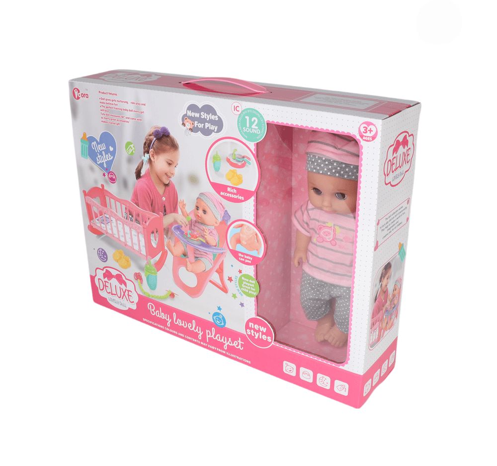 Vdora Dolls - Baby Doll Feeding & Cradle Playset - 14 Inch