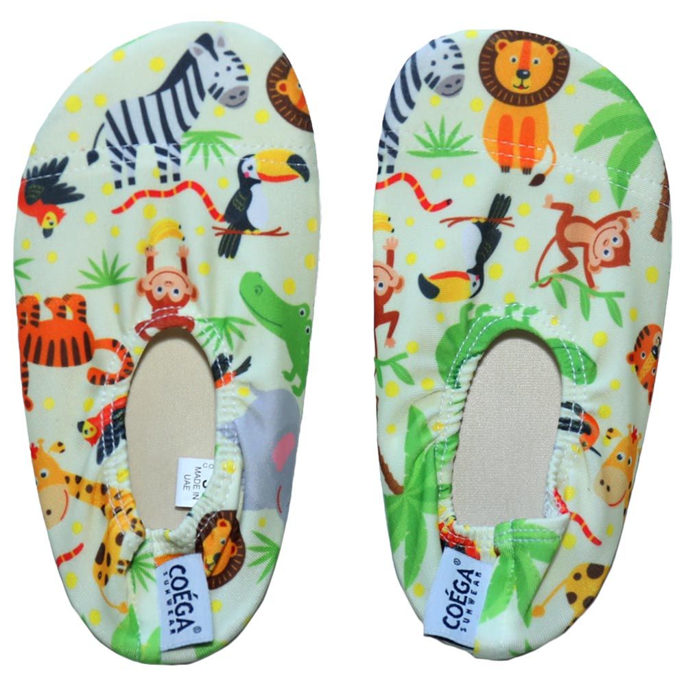 Coega Sunwear - Boys Pool Shoes - Green Jungle Animals