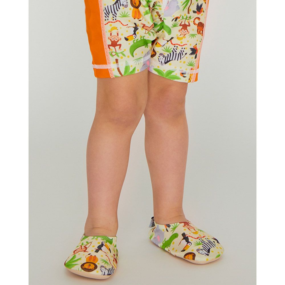 Coega Sunwear - Boys Pool Shoes - Green Jungle Animals