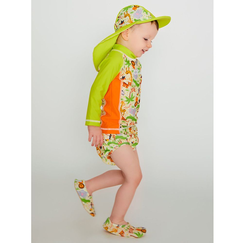 Coega Sunwear - Boys Pool Shoes - Green Jungle Animals