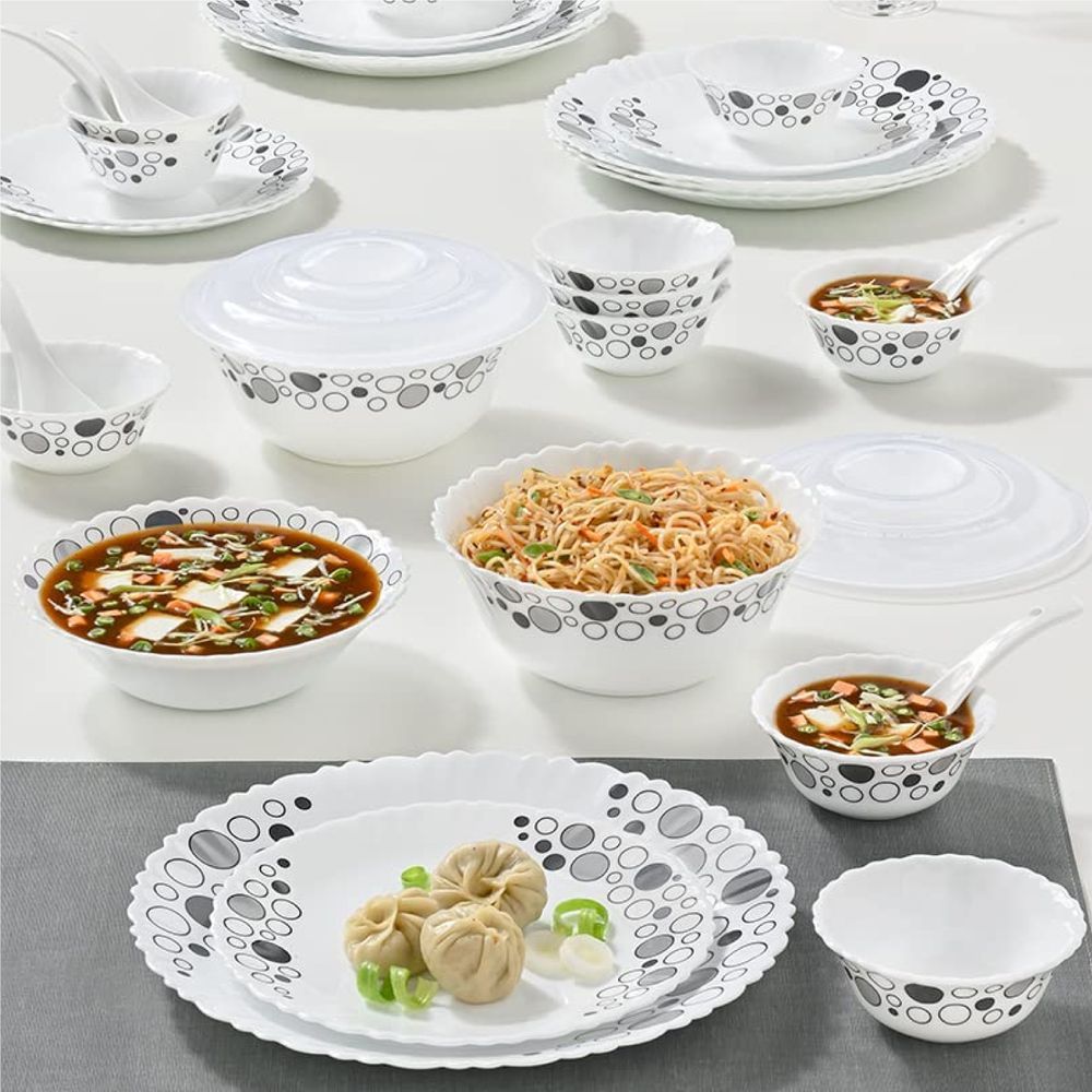 Borosil - Plano Opal Dinner Set - Luna - 38 Pcs