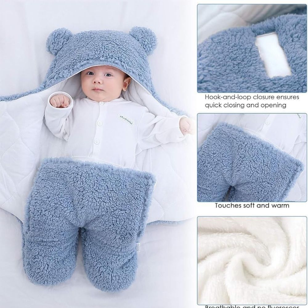 Cute 'n' Cuddle - Baby Swaddle Blanket - Blue