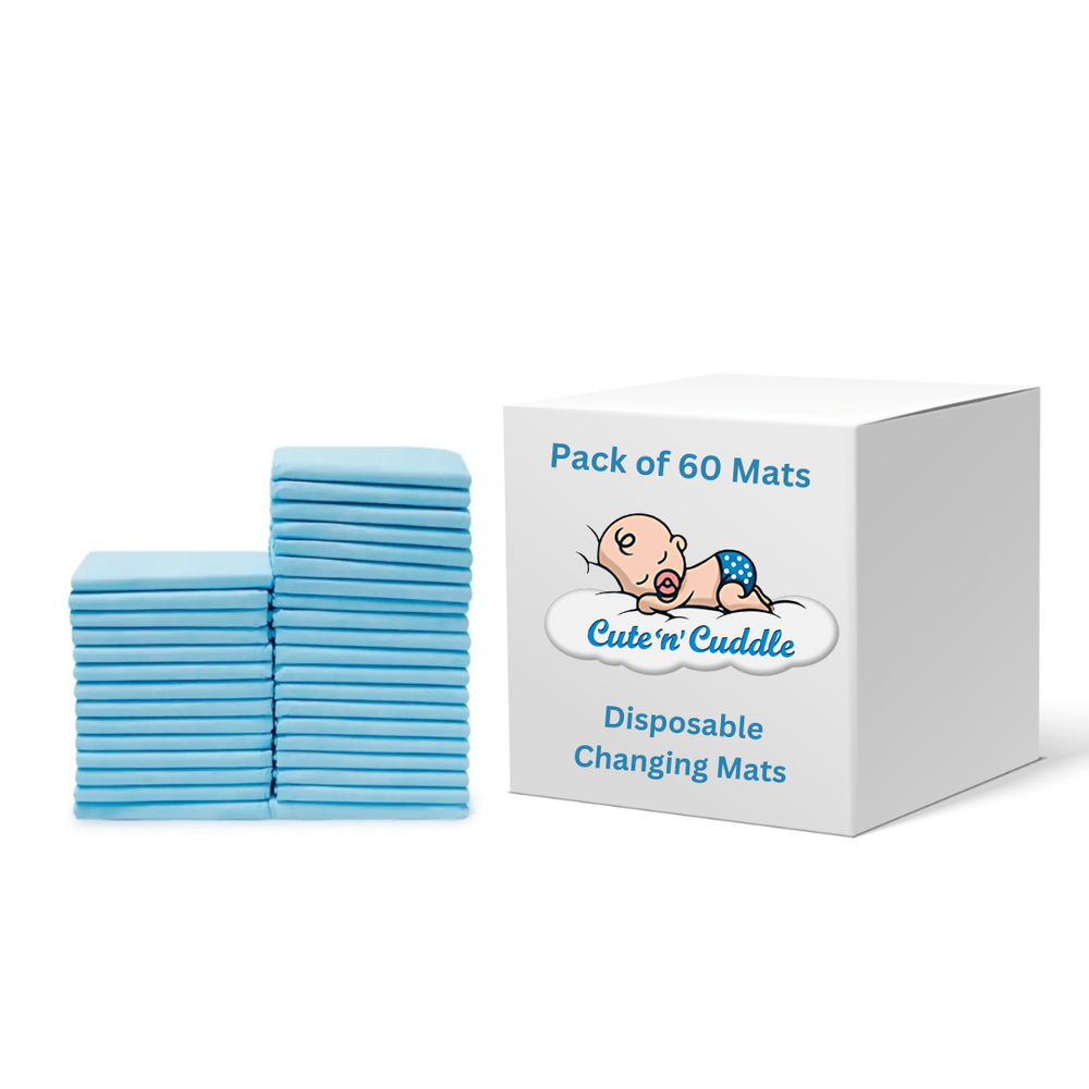 Cute 'n' Cuddle - Disposable Changing Mats - 60pcs - 60 x 45 cm - Blue