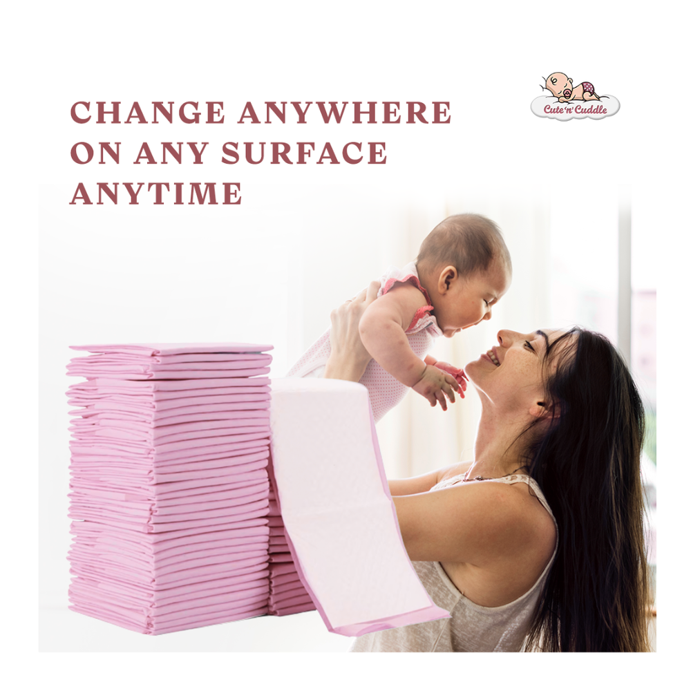 Cute 'n' Cuddle - Disposable Changing Mats - Pink - 90 Pcs - 60 x 45cm