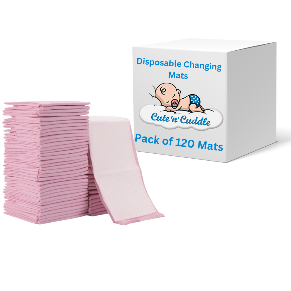 Cute 'n' Cuddle - Disposable Changing Mats - Pink - 120 Pcs - 60 x 45cm