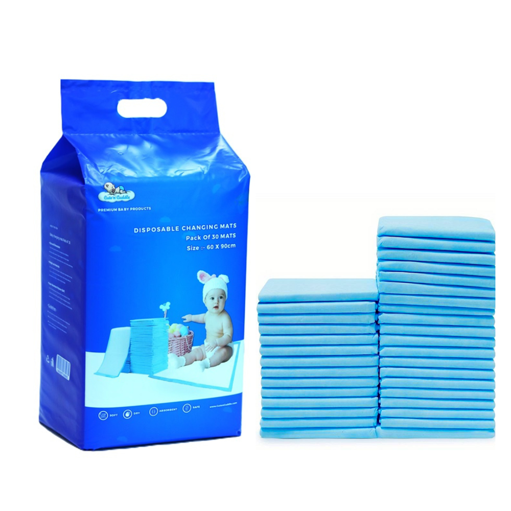 Cute 'n' Cuddle - Disposable Changing Mats - 60 x 90 - Pack of 30 - Blue