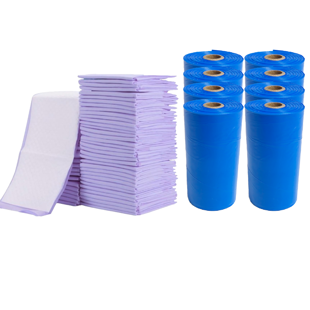 Cute 'n' Cuddle - Disposable Changing Mats And Scented Bags - Lavender/Blue - 240 Pcs