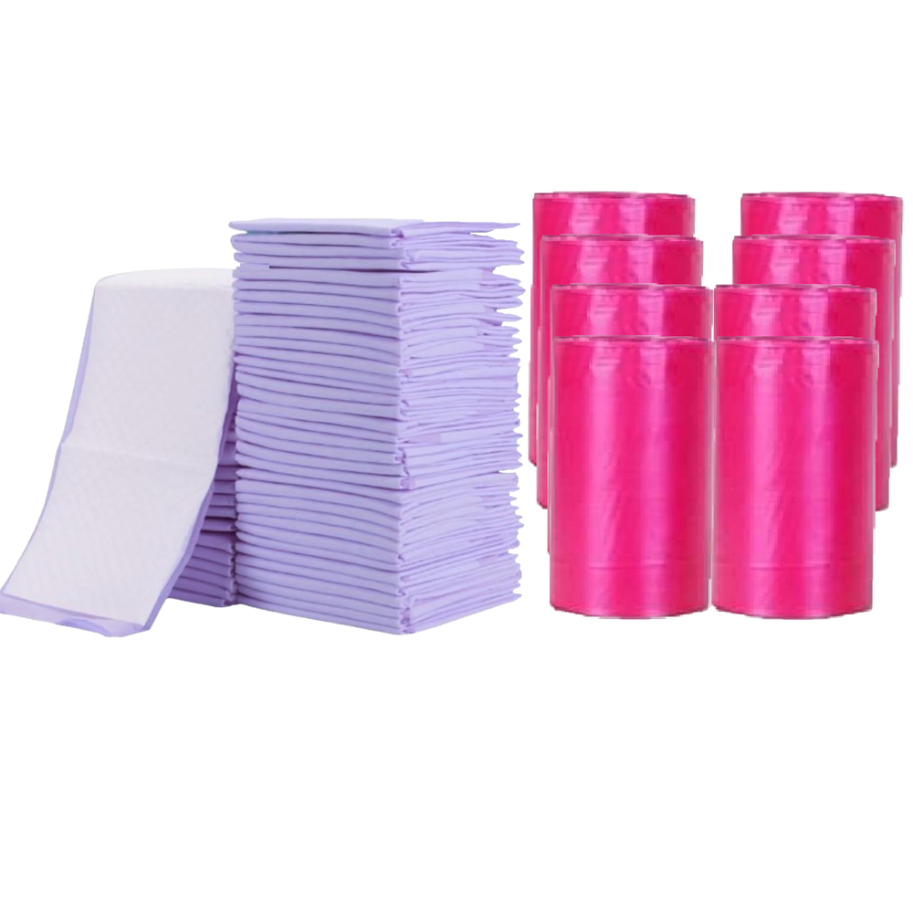 Cute 'n' Cuddle - Disposable Changing Mats And Scented Bags - Lavender/Pink - 240 Pcs