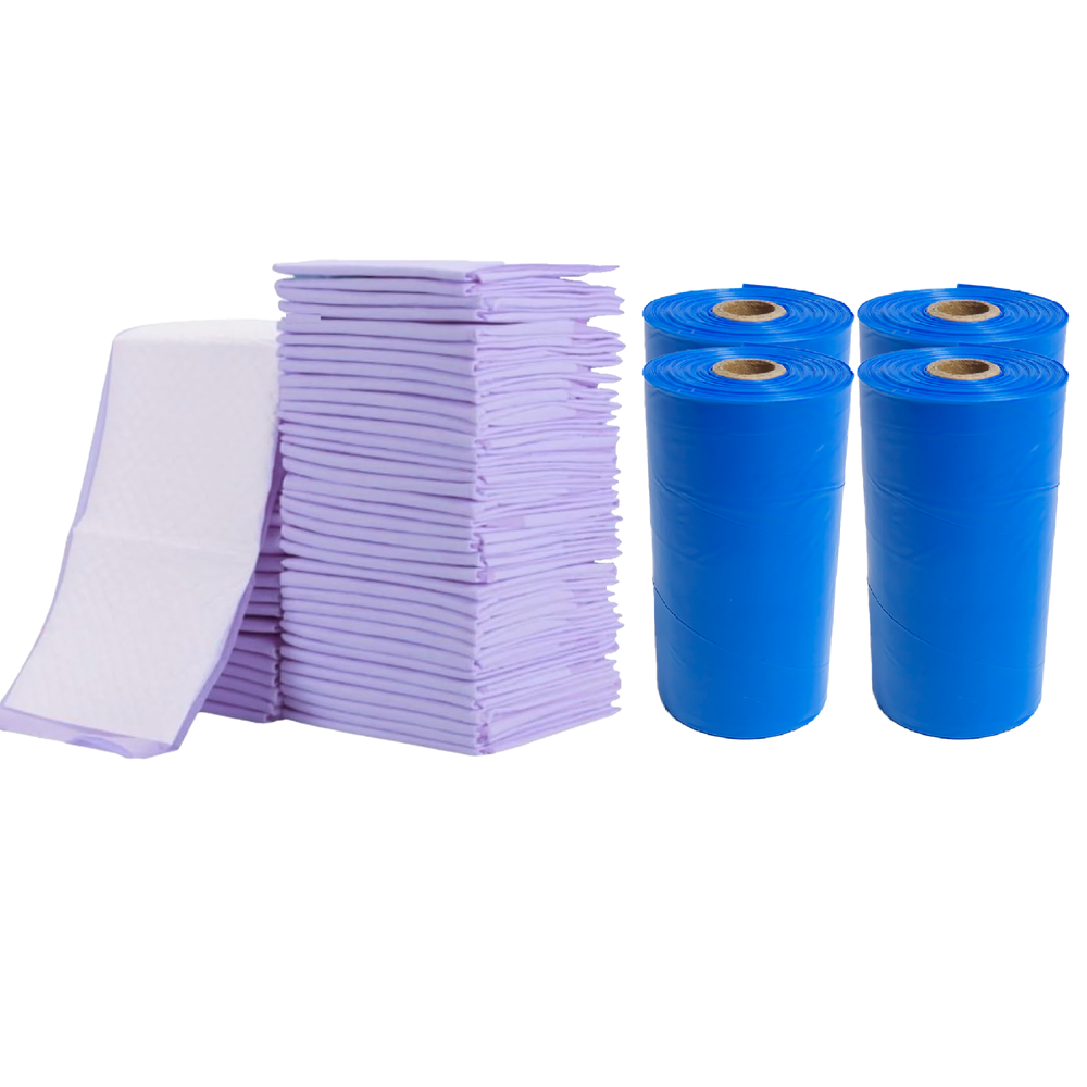 Cute 'n' Cuddle - Disposable Changing Mats And Scented Bags - Lavender/Blue - 120 Pcs