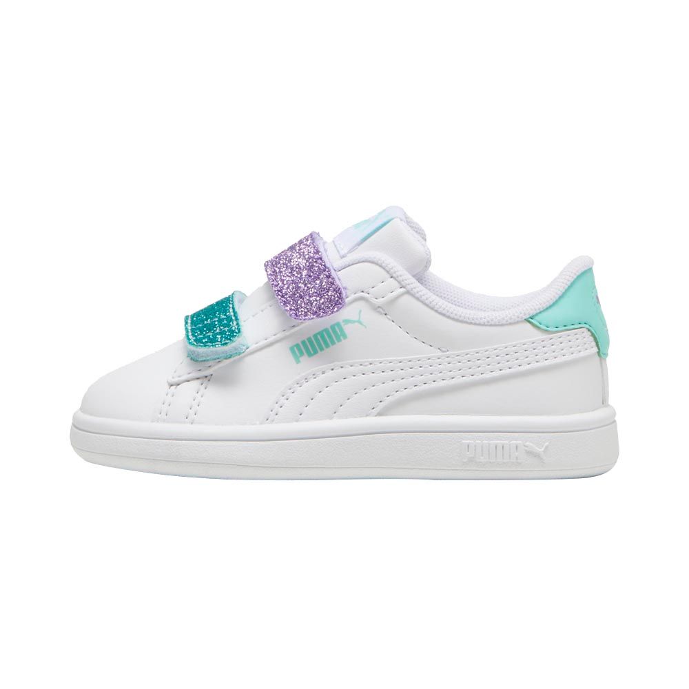 Puma - Smash 3.0 L Glitter Velcro V Infant PU Sneakers - White