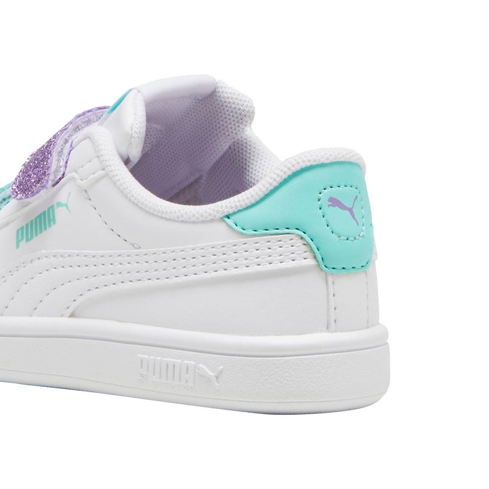 Puma - Smash 3.0 L Glitter Velcro V Infant PU Sneakers - White