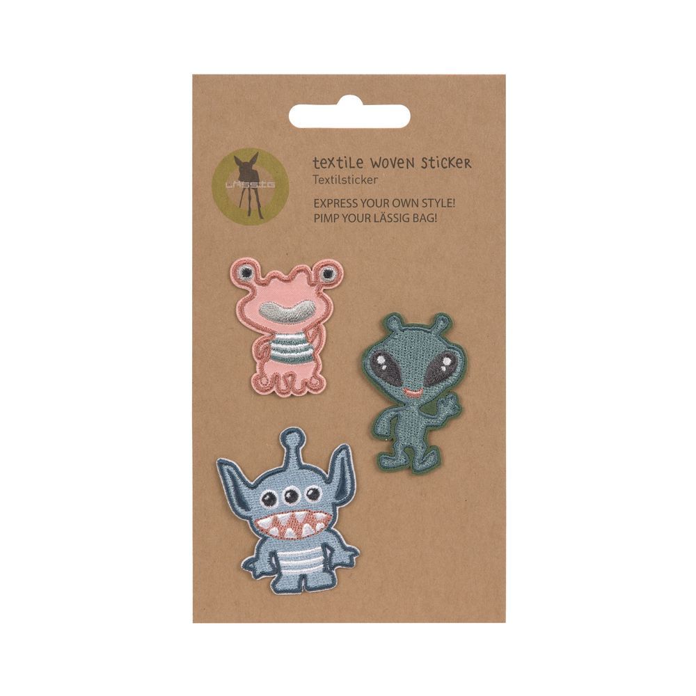 Lassig - Textile Woven Stick On Sticker - Monster - 3 Pcs